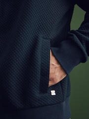 Navy Blue Texture Bomber Jacket - Image 7 of 10
