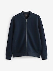 Navy Blue Texture Bomber Jacket - Image 8 of 10
