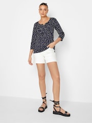 Blau gepunktet - Long Tall Sally Henley-Oberteil aus 100 % Baumwolle - Bild 2 von 4