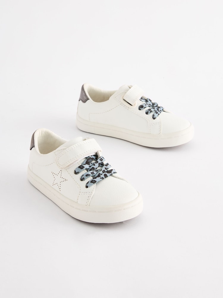 White Wide Fit (G) Elastic Lace Trainers - Image 1 of 5