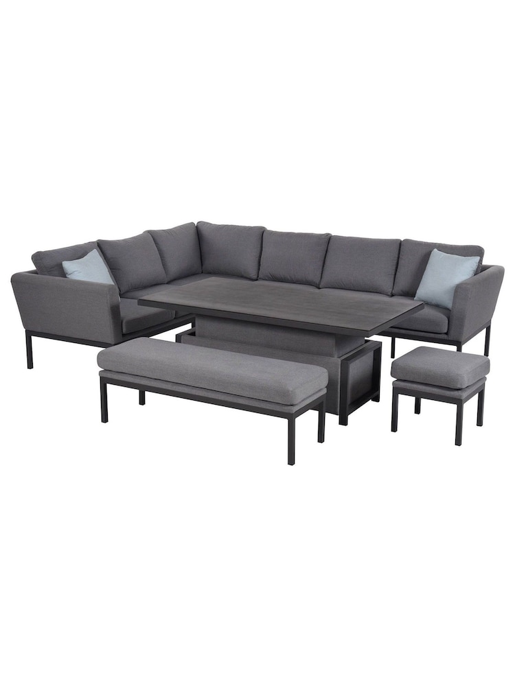 Maze Grey Garden Pulse Rectangular Corner Dining Set With Rising Table - Image 4 of 4