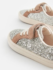 Silver Glitter Wide Fit (G) Elastic Lace Trainers - Image 4 of 5