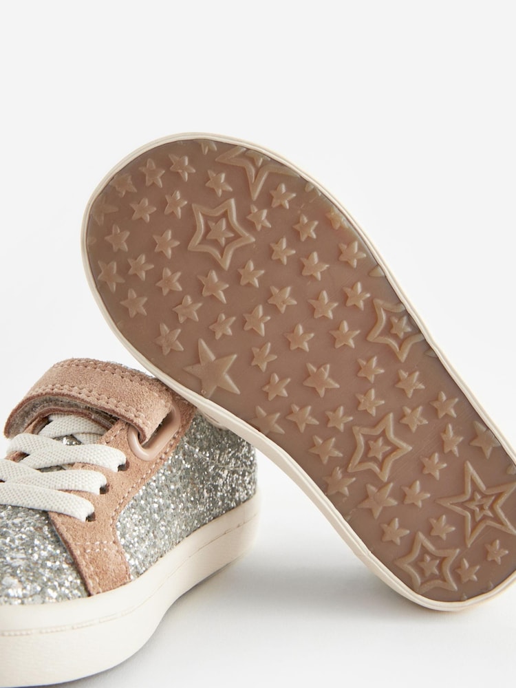 Silver Glitter Wide Fit (G) Elastic Lace Trainers - Image 5 of 5