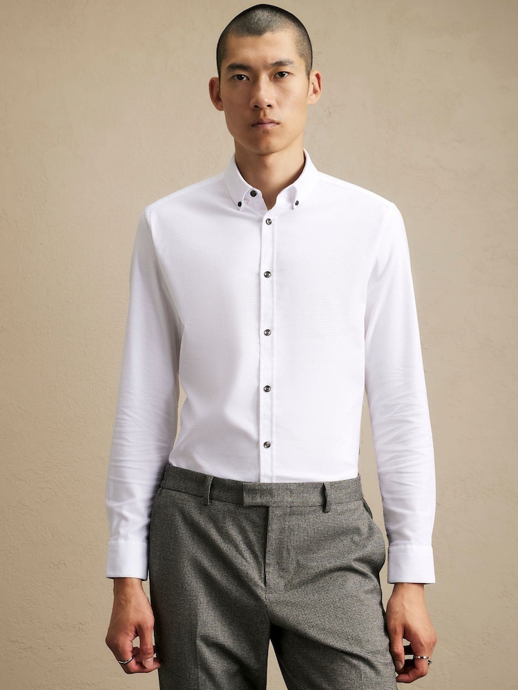 River Island Muscle Fit Stretch Textured Shirt - Bild 1 av 4