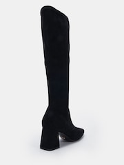 Novo Black Wide Fit Gina Block Heel Chisel Toe Stretch Knee Boots - Image 4 of 6
