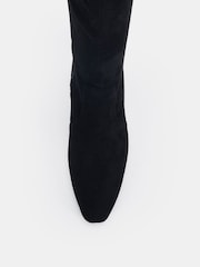 Novo Black Wide Fit Gina Block Heel Chisel Toe Stretch Knee Boots - Image 5 of 6