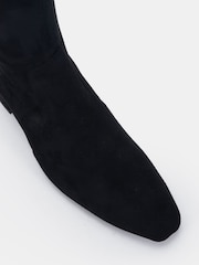 Novo Black Wide Fit Gina Block Heel Chisel Toe Stretch Knee Boots - Image 6 of 6