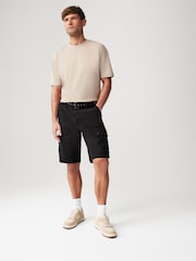 Black Belted Cargo Shorts - Image 3 of 6