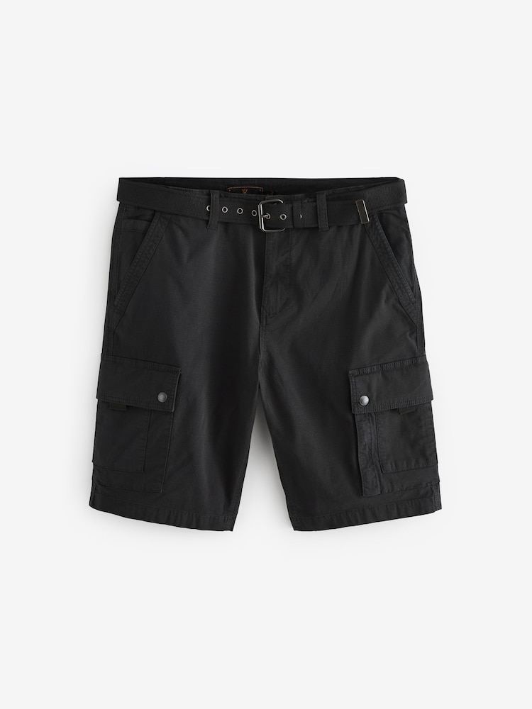 Black Belted Cargo Shorts - Image 6 of 6
