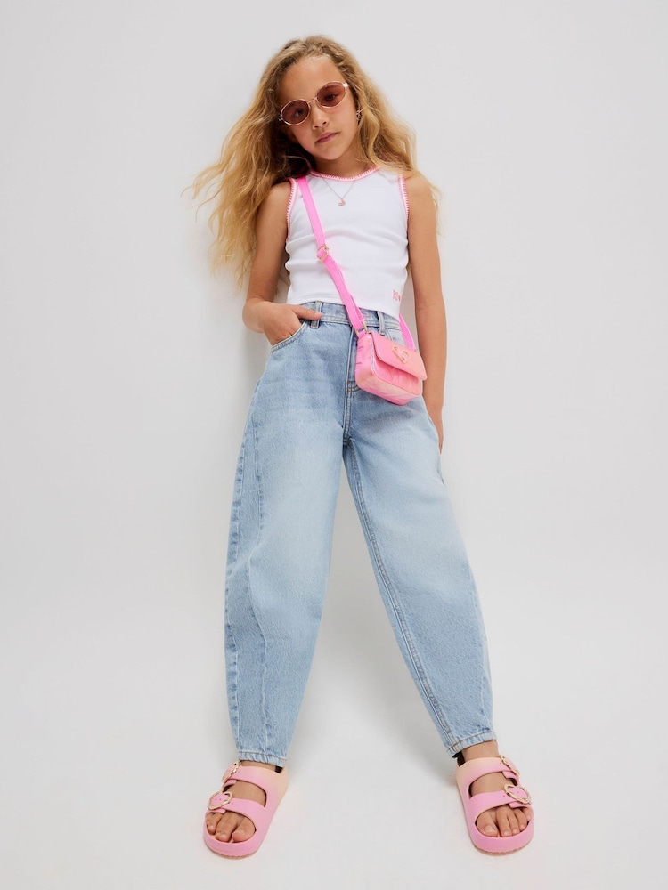 River Island Blue Barrel Fit Jeans - Image 1 of 6 River Island Blue Barrel Fit Jeans - Image 1 of 6