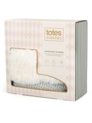 Pantuflas tipo bota de punto estampadas de Totes con puño de piel sintética - Imagen 5 de 5