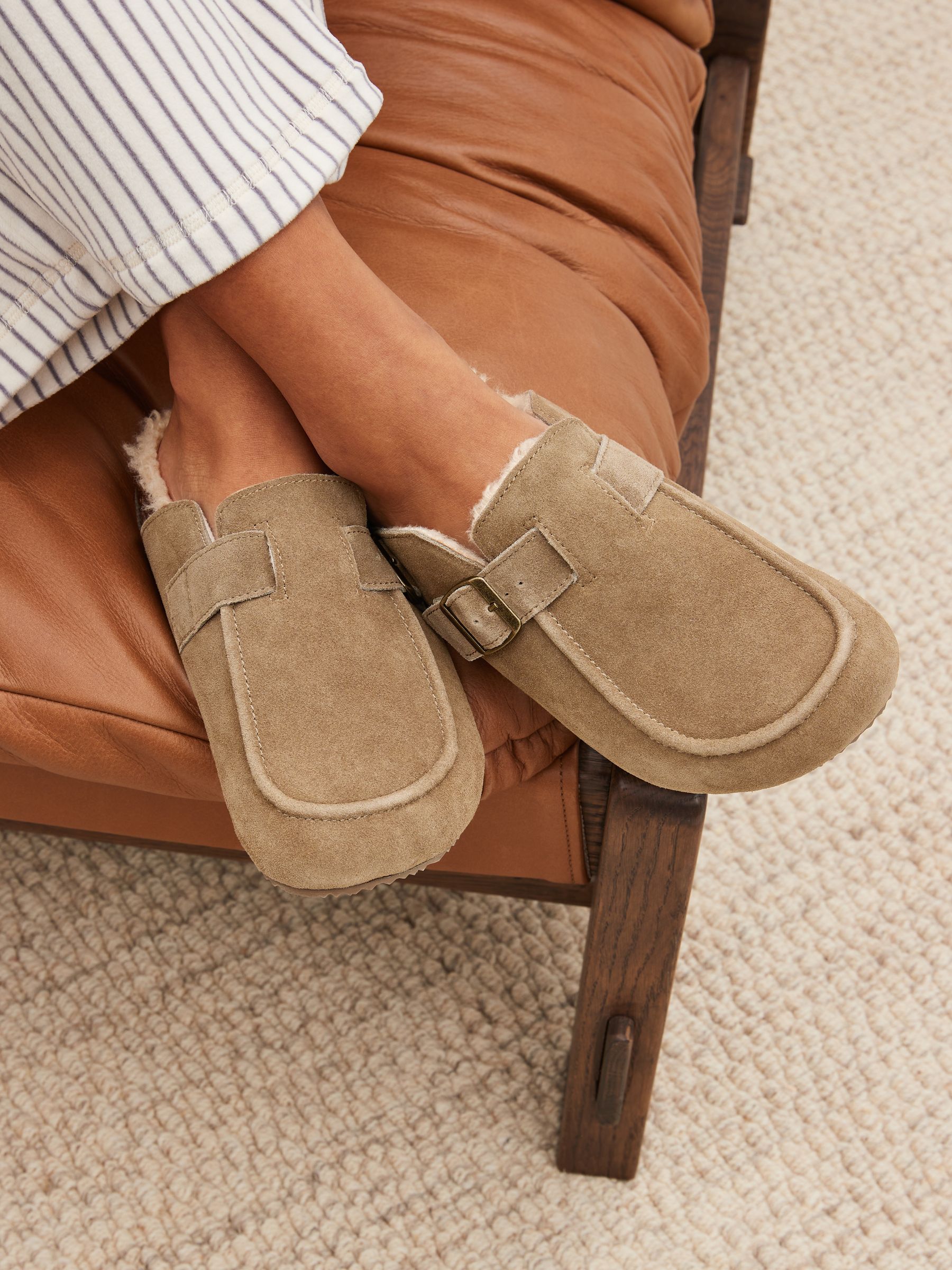 Buy Green Suede Buckle Mule Slippers from Next Luxembourg