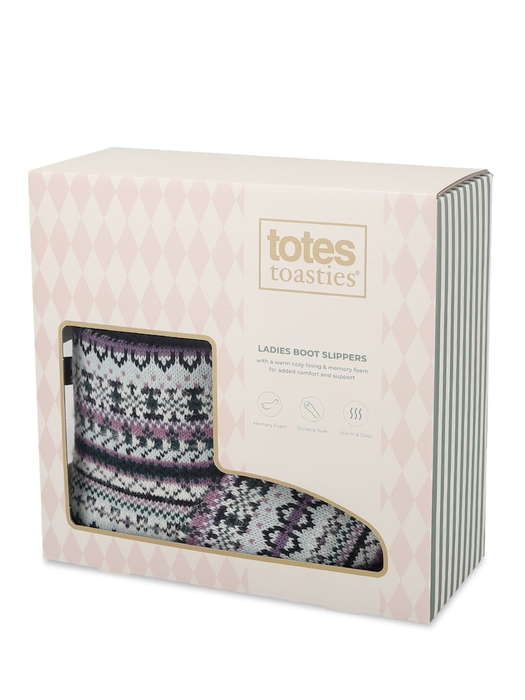 Pantuflas tipo bota Fair Isle de Totes - Imagen 2 de 5