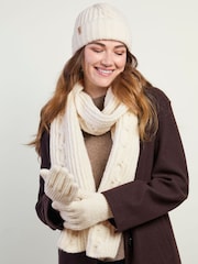 Totes Cream Chunky Brushed Knit Hat, Scarf & Gloves Set - Image 1 of 5