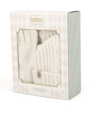Totes Cream Chunky Brushed Knit Hat, Scarf & Gloves Set - Image 2 of 5