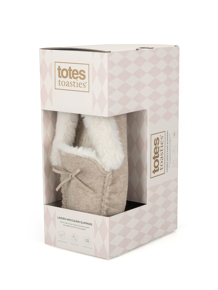 Totes Brown Velour Moccasin Slippers - Image 2 of 5 Totes Brown Velour Moccasin Slippers - Image 2 of 5