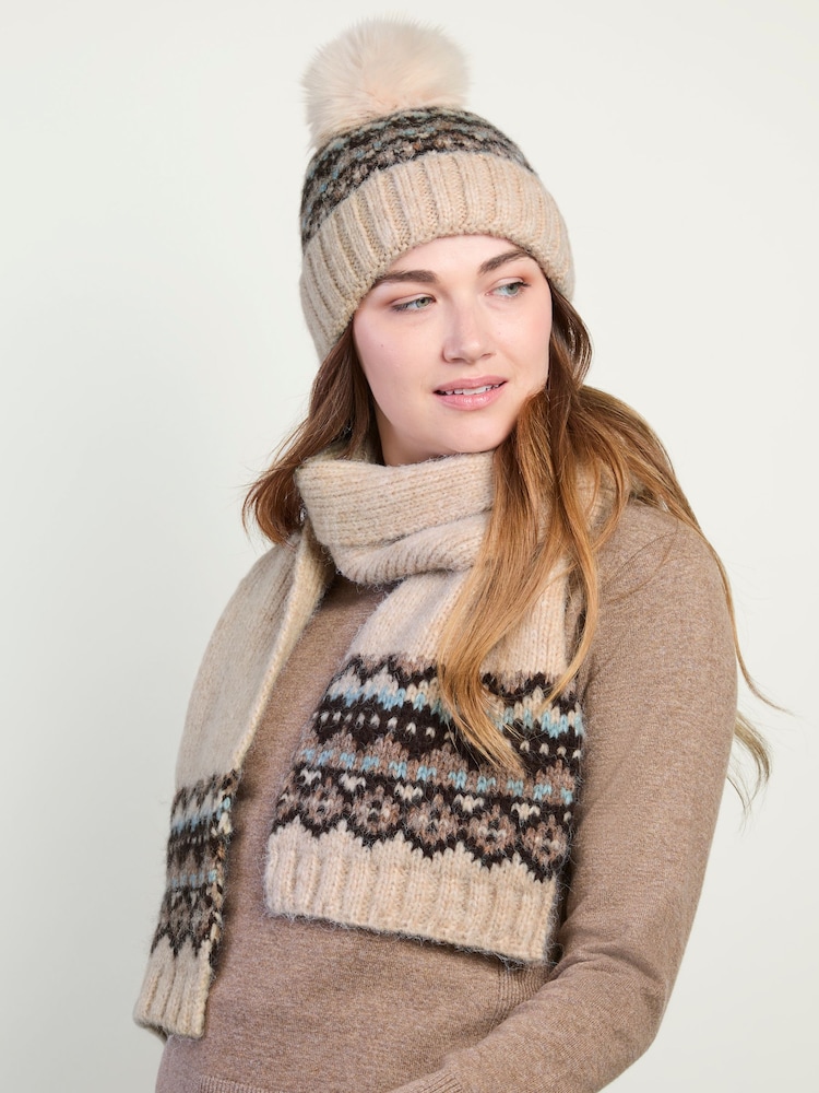 Totes Fair Isle Scarf & Hat Set - Bild 1 av 5