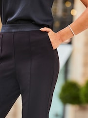 Sosandar Black Satin Waistband Tuxedo Trousers - Image 5 of 5
