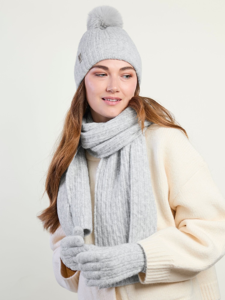 Totes Grey Cable Knitted Hat, Scarf & Gloves Set - Image 1 of 5 Totes Grey Cable Knitted Hat, Scarf & Gloves Set - Image 1 of 5