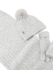 Totes Grey Cable Knitted Hat, Scarf & Gloves Set - Image 5 of 5