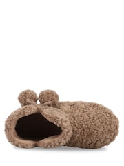 Totes Brown Textured Faux Fur Boot Slippers - Image 4 of 5