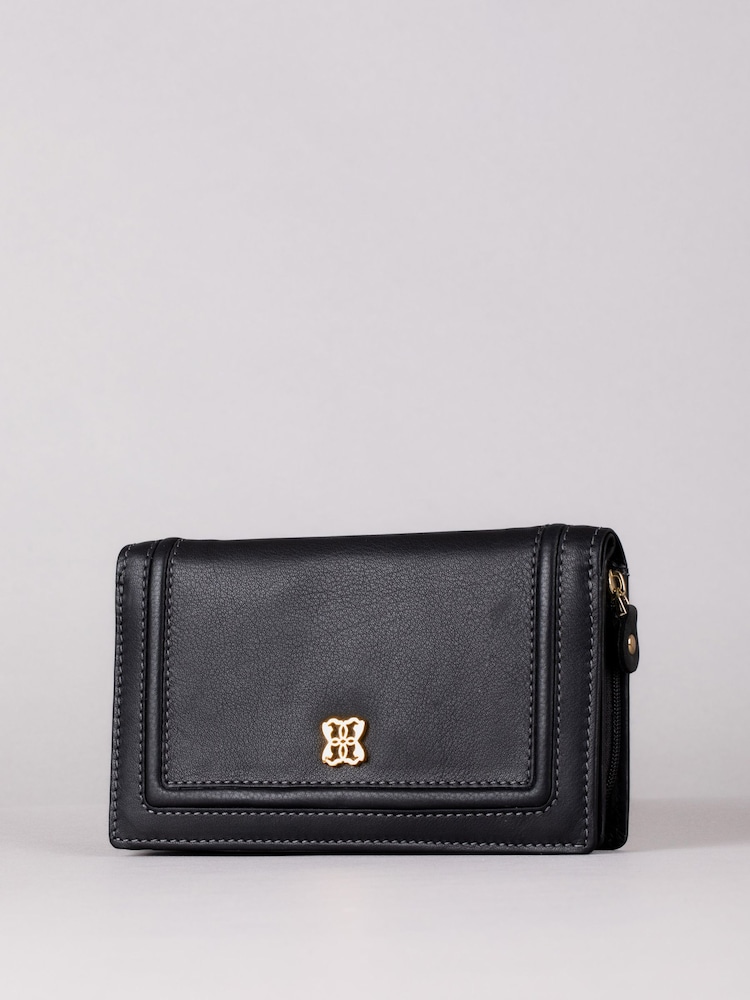 Lakeland Leather Black Medium Icon Leather Flapover Purse - Image 1 of 4