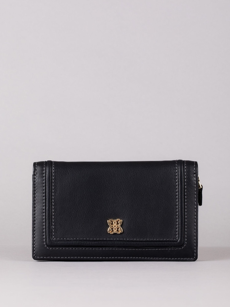 Lakeland Leather Black Medium Icon Leather Flapover Purse - Image 2 of 4