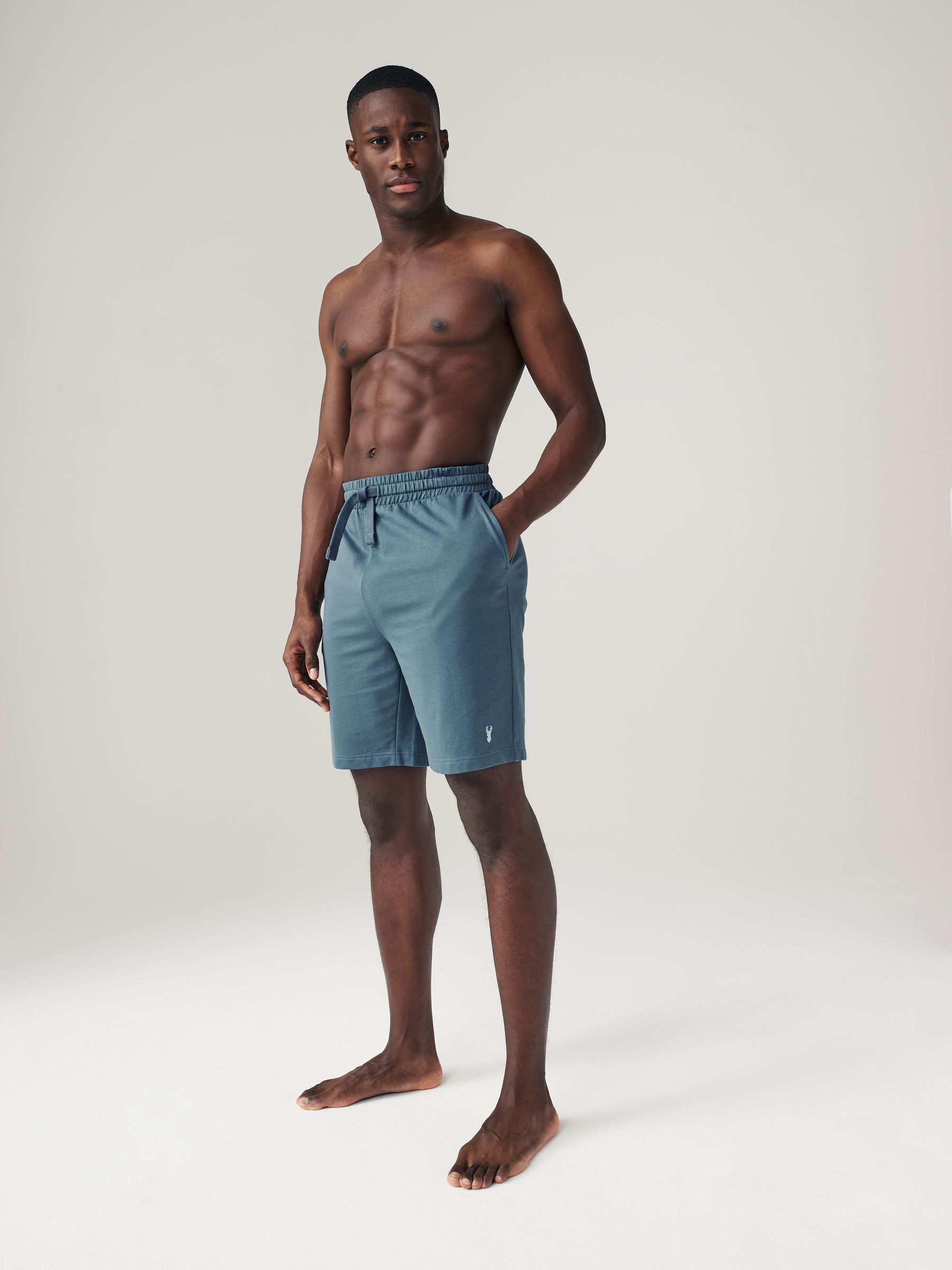 Blue jogger shorts outlet