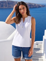 Roman White Contrast Trim Vest Top - Image 1 of 4