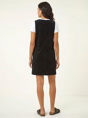 Roman Black Cotton V-Neck Button Pocket Dress - Image 4 of 6