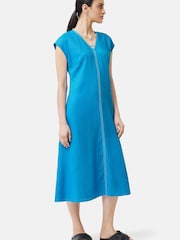 Jigsaw Blue Bias Linen Midi Dress - Image 4 of 5