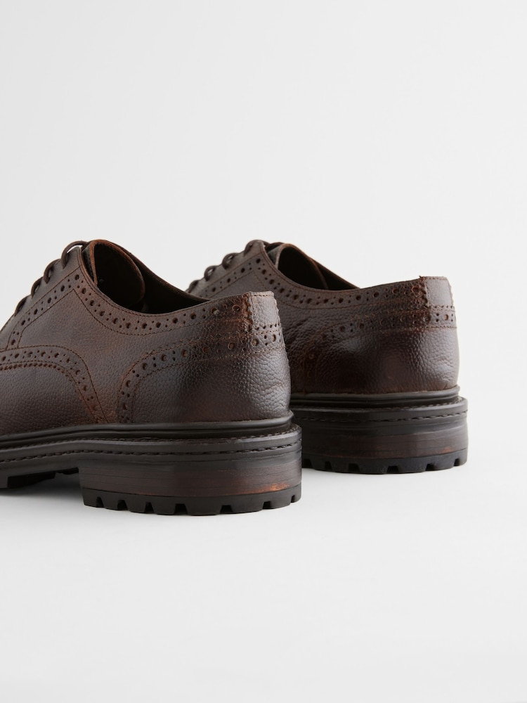Brown Leather Cleated Brogues - Image 2 of 5