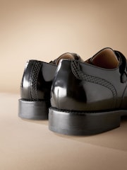 Black Signature Leather Sole Double Monk Shoes - Image 5 of 5