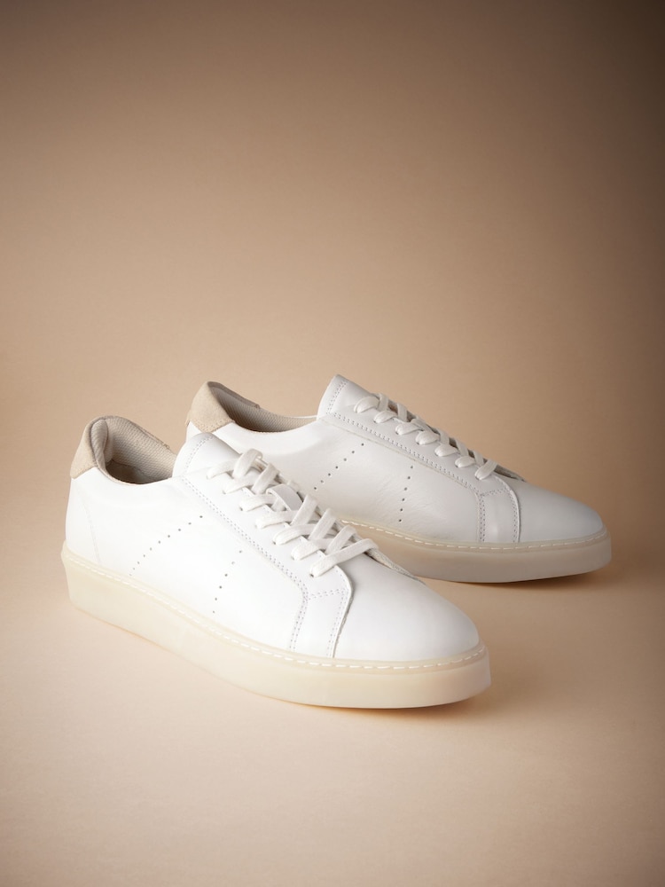 White Signature Leather Trainers - Image 2 of 6