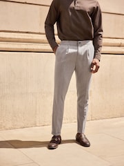 Grey Elasticated Waist Smart Joggers Trousers - Image 1 of 9