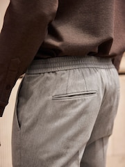Grey Elasticated Waist Smart Joggers Trousers - Image 3 of 9