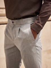 Grey Elasticated Waist Smart Joggers Trousers - Image 5 of 9