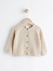 Neutral Baby Pointelle 100% Cotton Knitted Cardigan (0mths-2yrs) - Image 1 of 7