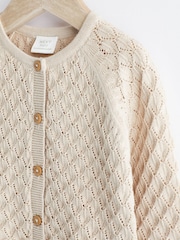 Neutral Baby Pointelle 100% Cotton Knitted Cardigan (0mths-2yrs) - Image 3 of 7