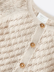 Neutral Baby Pointelle 100% Cotton Knitted Cardigan (0mths-2yrs) - Image 4 of 7