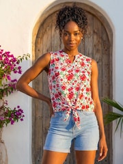 Roman Floral Tie Front Blouse - Image 1 de 4
