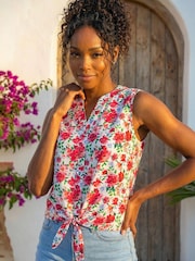 Roman Floral Tie Front Blouse - Image 2 de 4