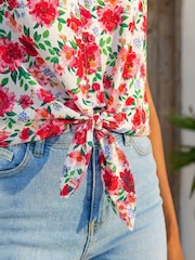 Roman Floral Tie Front Blouse - Image 4 de 4