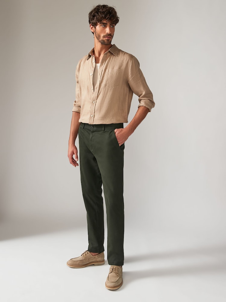 Caqui verde - Corte slim - Pantalones chinos elásticos con diseño estampado suave al tacto - Imagen 2 de 10 Caqui verde - Corte slim - Pantalones chinos elásticos con diseño estampado suave al tacto - Imagen 2 de 10