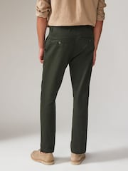Green Khaki Slim Fit Stretch Printed Soft Touch Chino Trousers - Image 4 of 10