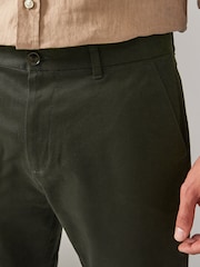 Green Khaki Slim Fit Stretch Printed Soft Touch Chino Trousers - Image 5 of 10