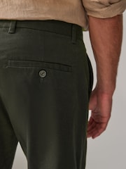 Green Khaki Slim Fit Stretch Printed Soft Touch Chino Trousers - Image 6 of 10