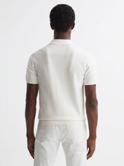 Reiss White Fizz Knitted Half-Zip Polo T-Shirt - Image 4 of 4