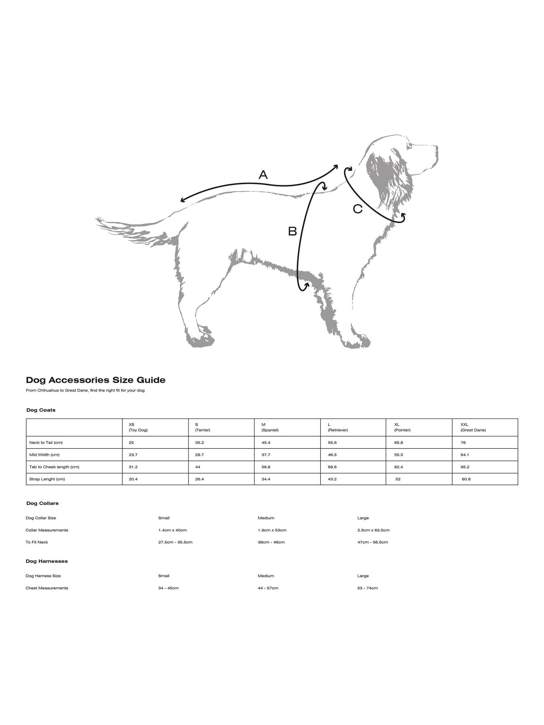 Barbour dog jacket size chart clearance