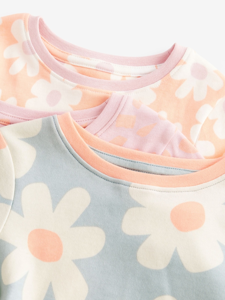 Blue/Orange Floral 100% Cotton Pyjamas 3 Pack (9mths-10yrs) - Image 10 of 10